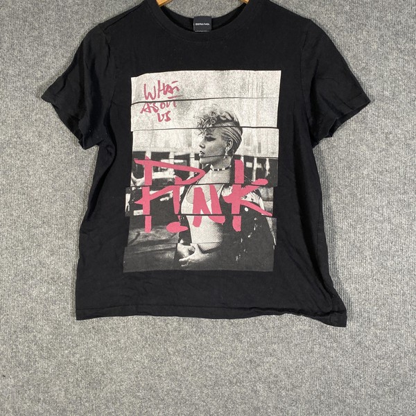 PINK Shirt Womens 12 Black What About Us Concert Tour Band T-Shirt Rock Music 2G
