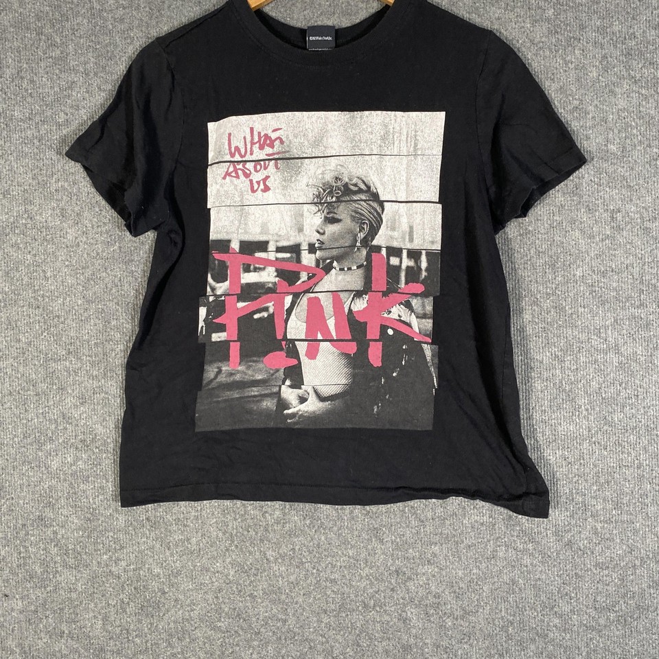 PINK Shirt Womens 12 Black What About Us Concert Tour Band T-Shirt Rock Music 2G