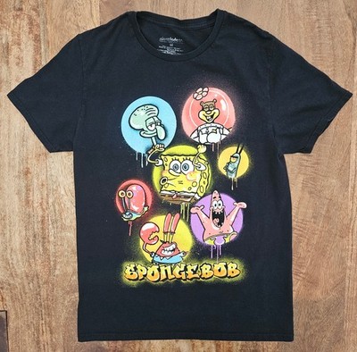 Nickelodeon Spongebob Squarepants T-Shirt M Black Graphic Tee Graffiti