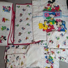 VTG 80s Mickey Minnie Mouse Pluto Donald Disney Baby ComforterBlanket Crib Set