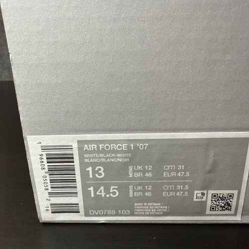 Nike Air Force 1 ‘07 White Black Outline Gr Eu 47.5 Herren Damen Weiß Schwarz - Bild 7 von 7