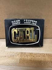 Name Retro Hippie Western Cowboy Brass 1970s NOS Vintage Belt Buckle BOLD CARL
