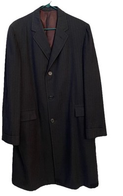 Barron Anderson Black Wool Cost Herringbone Pattern Vintage Coat