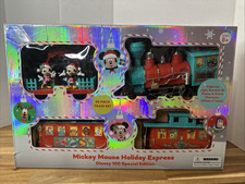 Disney 100 Mickey's Holiday Express 36pc Christmas Train Set Lights Sound