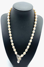 Ausgefallene SWZ Perlenkette 925 Silber Clip längenverstellbar 1A gepflegt 50 cm