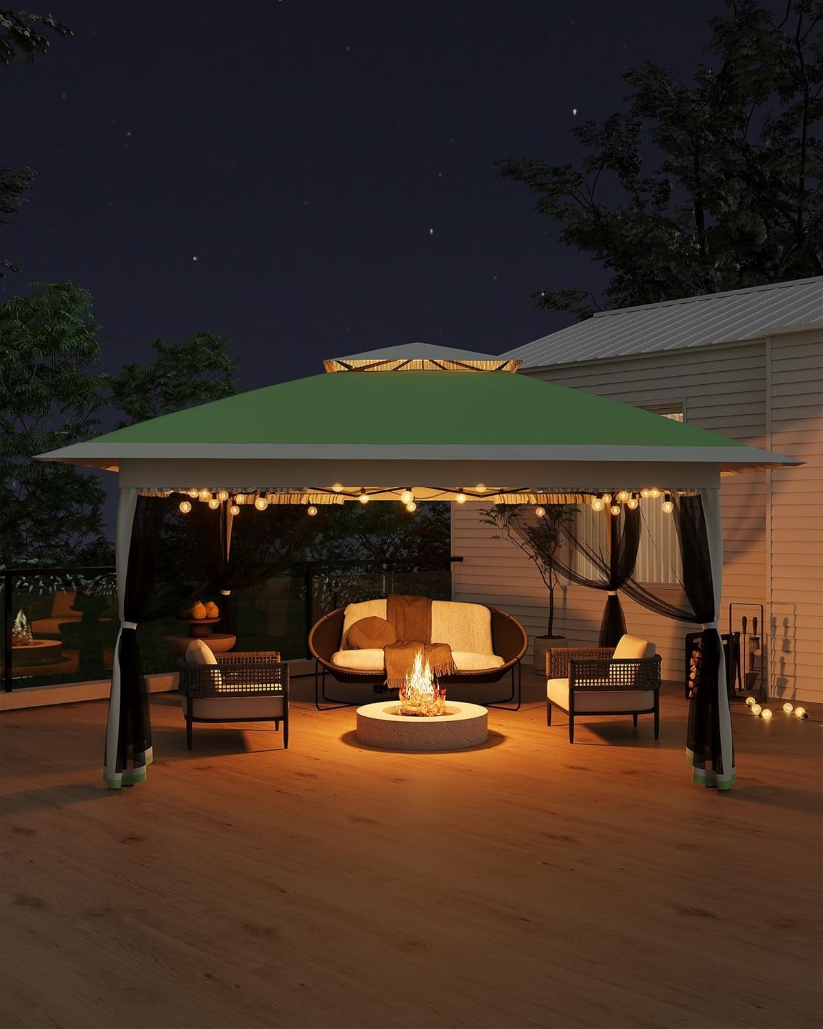 13x13 Ft Canopy Tent, Pop Up Gazebo with 4 Sandbags, One-Push Setup for Backyard