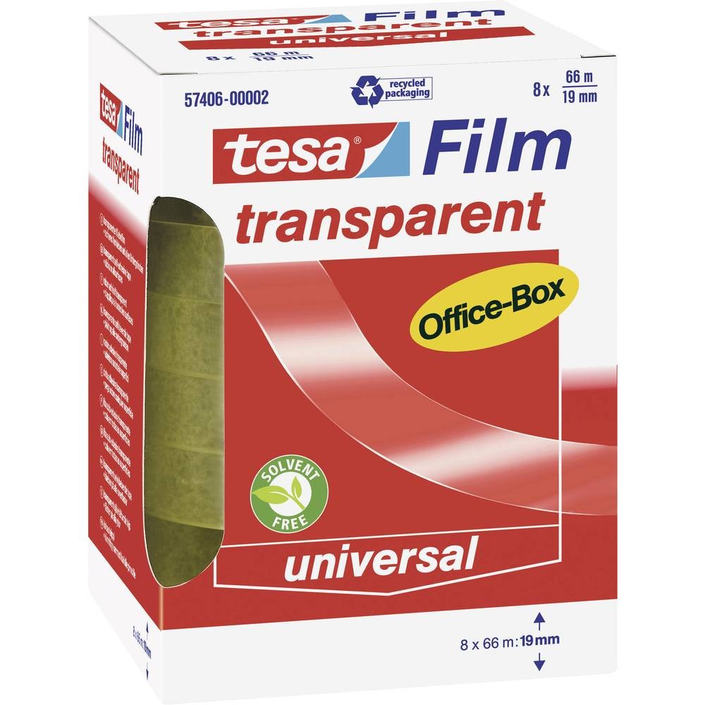 tesafilm transparent 66m x 19mm ruban adhesif acrylate pack de 8 rouleaux tesa 57406