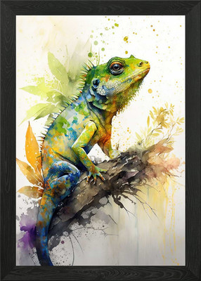 Eidechse Aquarell gerahmtes Wandbild Poster Leinwanddruck Bild
