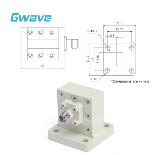 WR-51 to SMA Female Right Angle Waveguide to Coax Adapters with FBP260 Flange - Picture 4 of 10