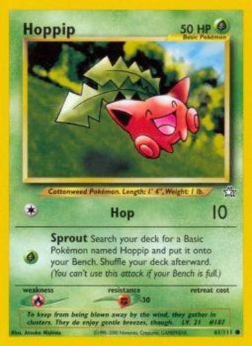 Hoppip - 61/111 - Common - Unlimited Edition LP, English Pokemon Neo Genesis