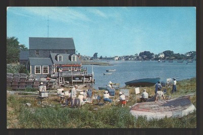 Unposted Roger Deering outdoor painting class Kennebunkport Me Postcard Vtg