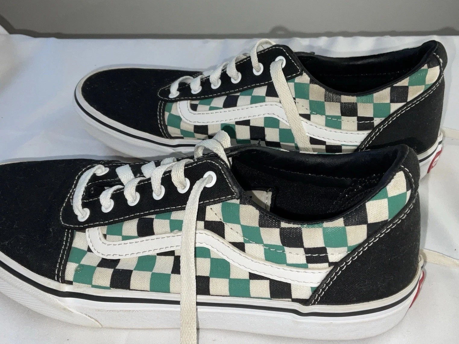 VANS Alien Sneakers da skate a scacchi verde nero bianco taglia 7 Y stringate