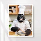 Kitchen Funny Art Cute GORILLA Animal Chef Cooking Print Poster Wall Picture XL