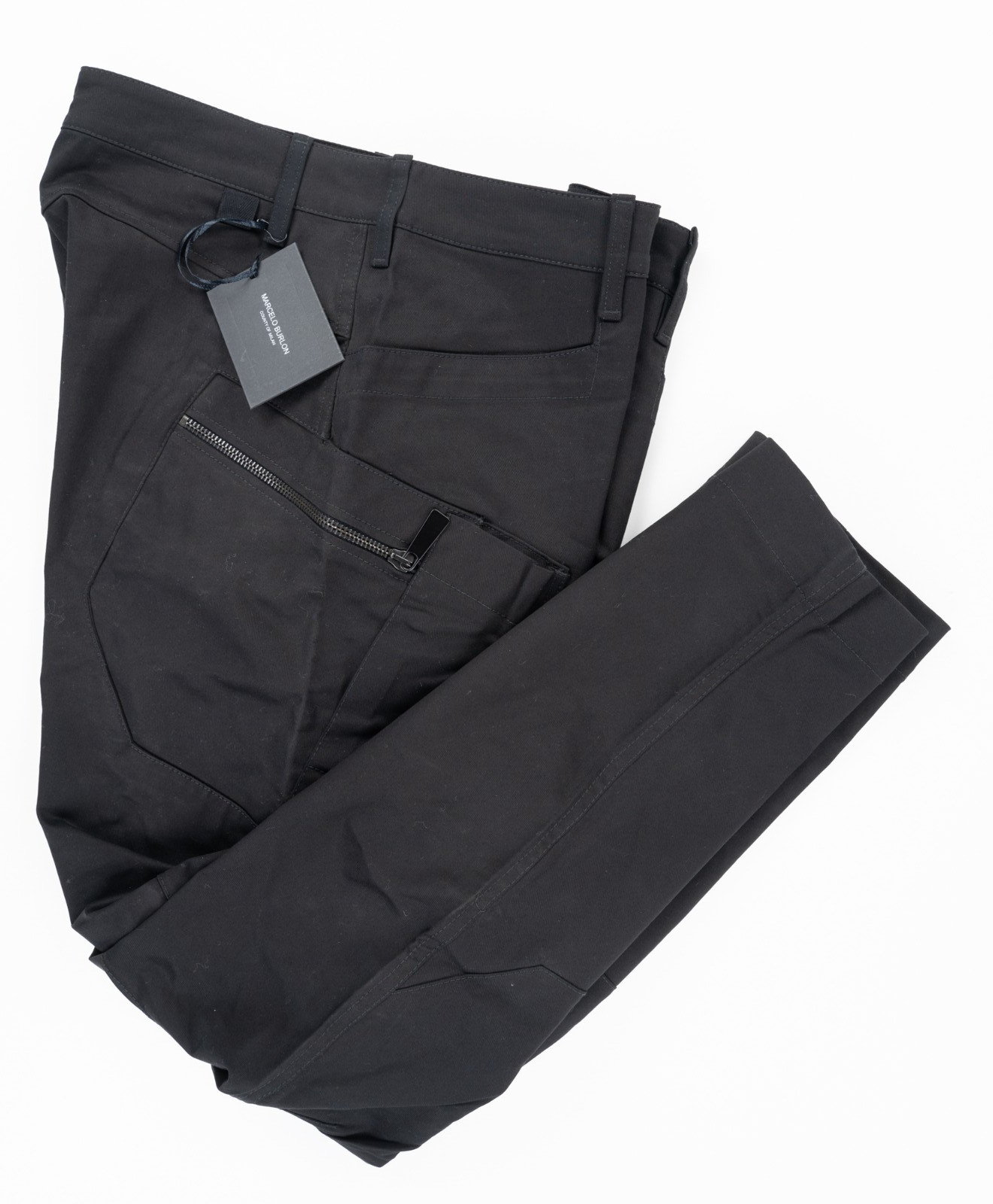 Черные брюки-карго MARCELO BURLON Yeray с хлопковыми вставками приталенный крой 32 EU 48 13890₽