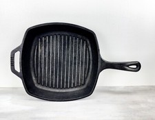 Vintage Lodge 8SGP Cast Iron Square Grill Fry Pan Skillet 10.5 Inch MADE in USA