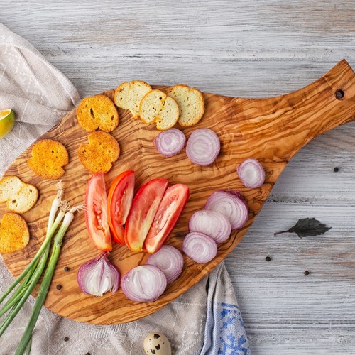Olive Wood Serving Board, Wooden Charcuterie Board with Handle, Cheese Board,15" - Bild 1 von 6