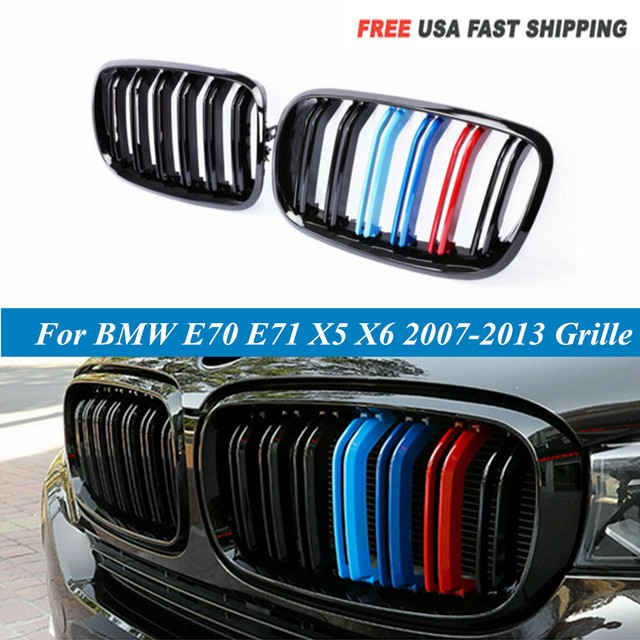 1 Pair Front Bumper Sport Kidney Grilles Hood Grill Fit For BMW E70 X5 E71 X6 2007-2013 Silver