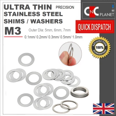 M3 M4 M5 M6 M8 THIN FLAT HEAD LOW PROFILE SCREWS M3 Ultra Thin Washers Shims Spacer Flat Precision Gasket Stainless Steel Din 988