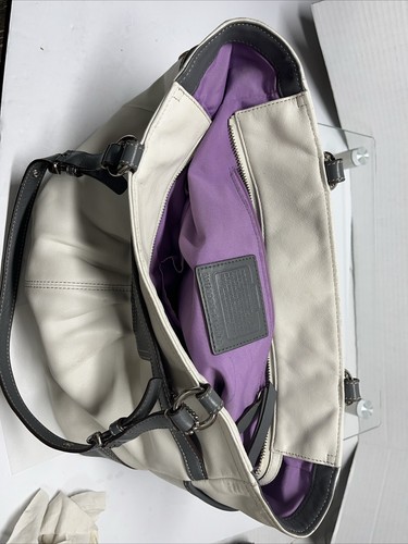 Bolso de Mano Coach Hobo Cuero Blanco Gris Nº# M0993-F14673 - Imagen 18 de 21