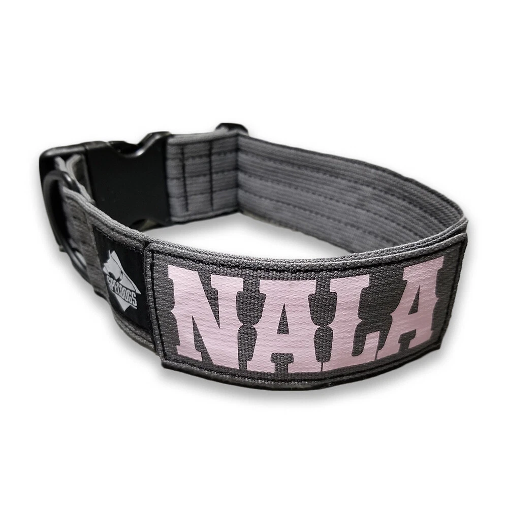 Tactical Dog Collar with 2" Gray Personalized Patch Included
