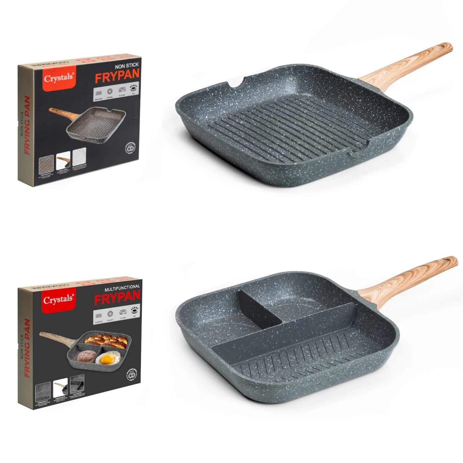 Grill Pan Non Stick Griddle Frying Pot Pan Cooking Steak Breakfast Maker UK