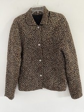 Chico  s Women  s Crinkle Reversible Brown Black Animal Print Jacket Size Large