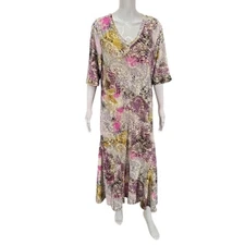 Attitudes by Renee Womens Allover Printed Trendy V-Neck Midi Dress X-Large Size