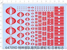 Universal Red Cobra Ninja Soldier Action Figure markings Model Water Slide Decal