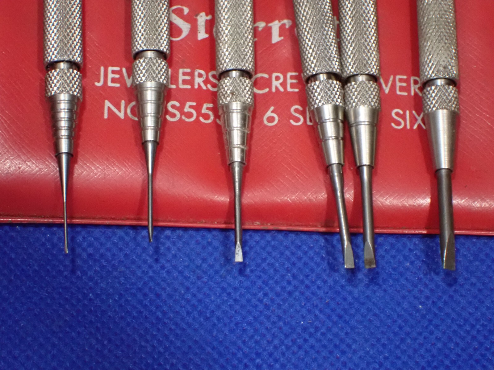 Vintage Starrett S555 Watchmakers Jewelers Screwdrivers Set of 6 Near