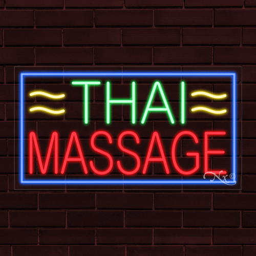 NEW "THAI MASSAGE" w/BORDER 33x18x1 INCH LED FLEX WINDOW/WALL INDOOR SIGN 31305 - Picture 1 of 1