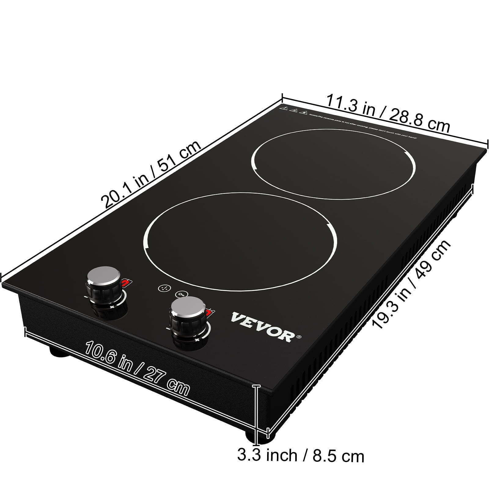 Builtin Induction Cooktop 11 In 2 Burners 220V Ceramic Glass Electric