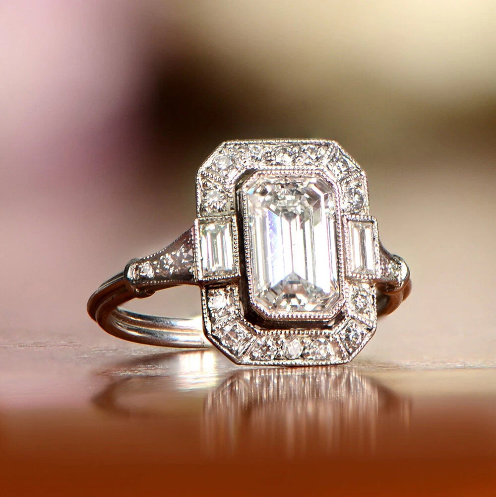 Art Deco 1.00 CTW Old European Diamond Platinum Vintage Engagement - Ruby  Lane