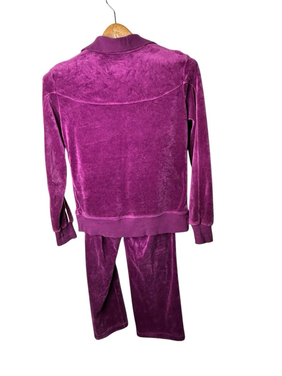 vintage NIKE SPORTSWEAR VELOUR Suit purple large 12-14 womens jacket pants  set