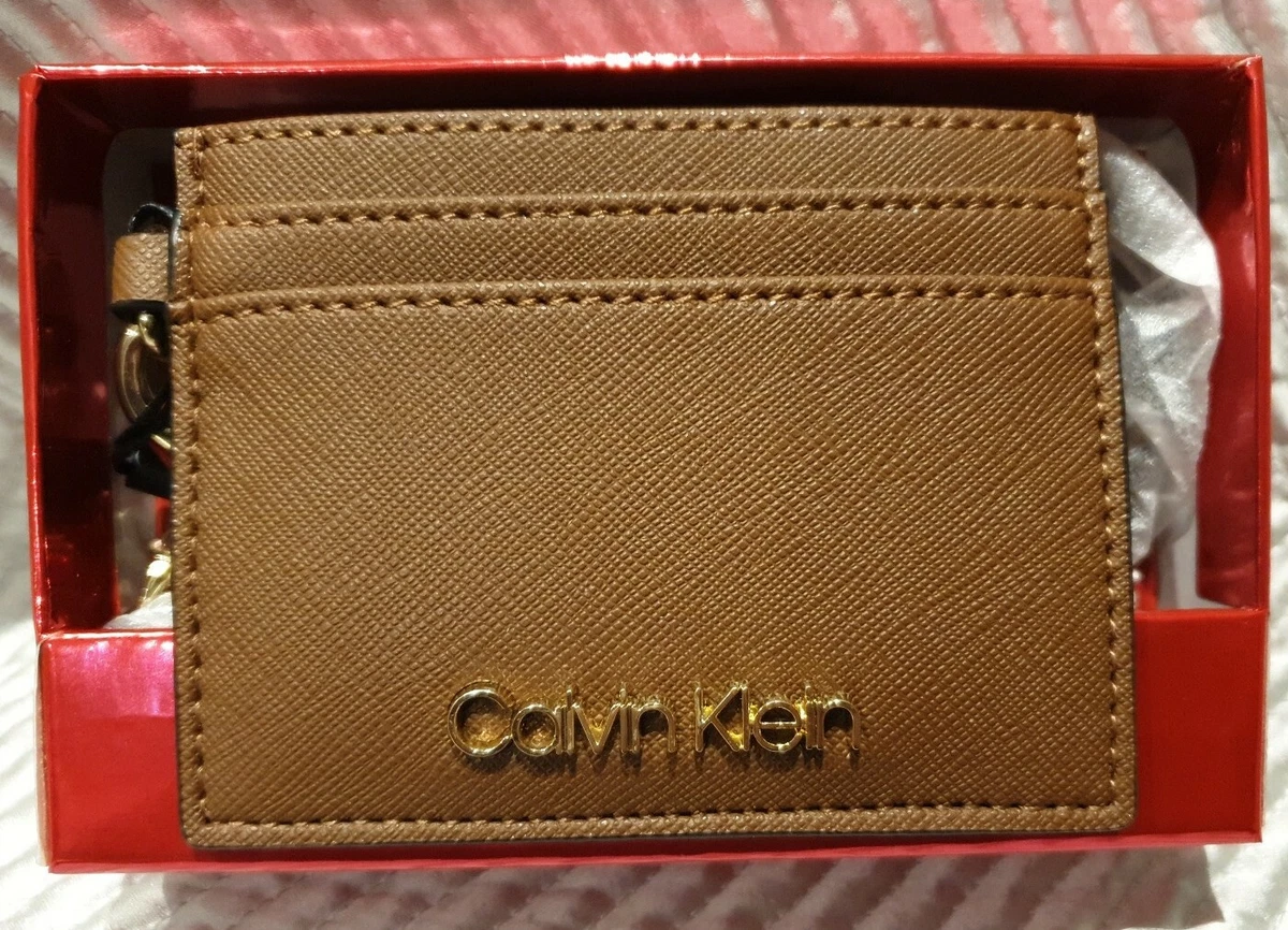 Calvin Klein Card ID Holder With Strap And Belt Clip Brown