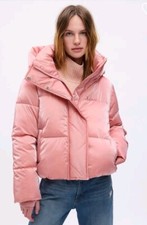 Gap Full Zip Big Puff Cropped Jacket Women M Tall Antique Pink Long Sleeve~ New