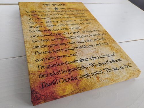 Two Wolves Story Cherokee Story Wise Native Quote, Gallery Wrapped Canvas Print - Picture 4 of 11