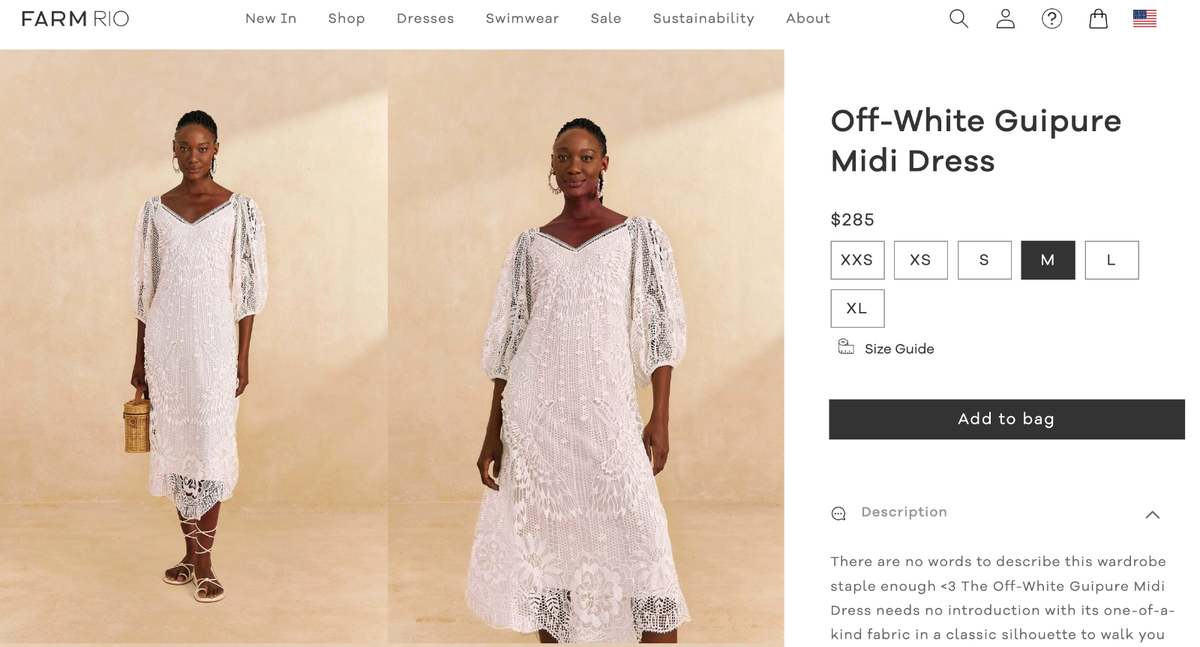 FARM Rio Off-White Guipure Midi Dress, OP $285, Small, SOLD OUT | eBay