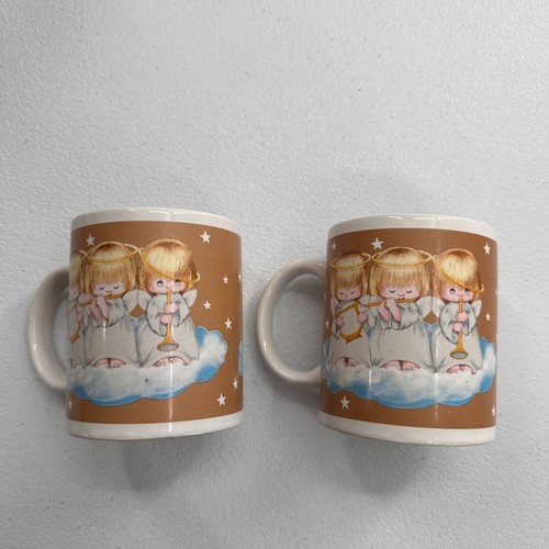 Vintage Hallmark Angel Mug Set Cherub Design & Star Pattern Harvest Coffee Cup - Picture 11 of 12