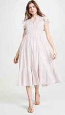 BA&SH $420 Gauze Ruffle Flutter Sleeve Midi S...