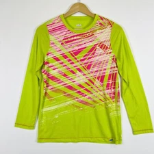 Jangi Run For Kenya Lime Green Pink Long Sleeve Lightweight Top Womens Large
