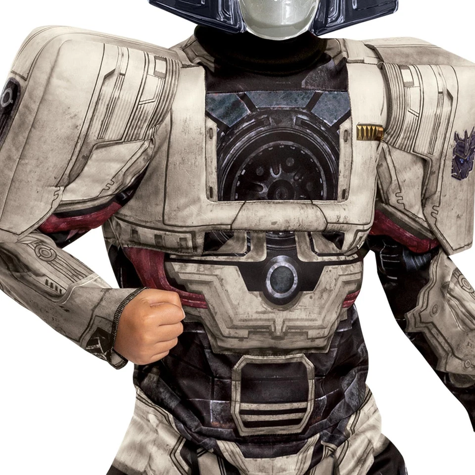 Official Megatron Costume Kids Muscle Jumpsuit Mask Halloween Outfit 80s Style - Image 3 of 4