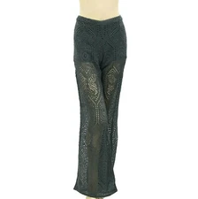 Odd Molly Anthropologie Eyelet Embroidered Pants Wide Leg Gray Sheer S-1 225239