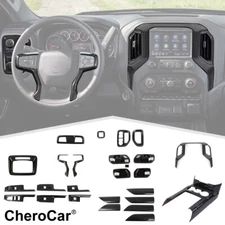 29X Carbon Fiber Console Panel Decor Trim Kit for Chevy Silverado GMC Sierra 19+