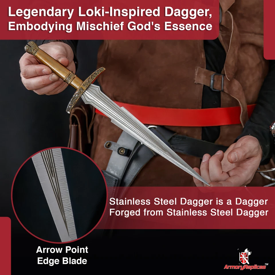 Loki Inspired Dagger with Sheath – Stainless Steel Blade, Zinc Alloy Handle - Image 4 of 4