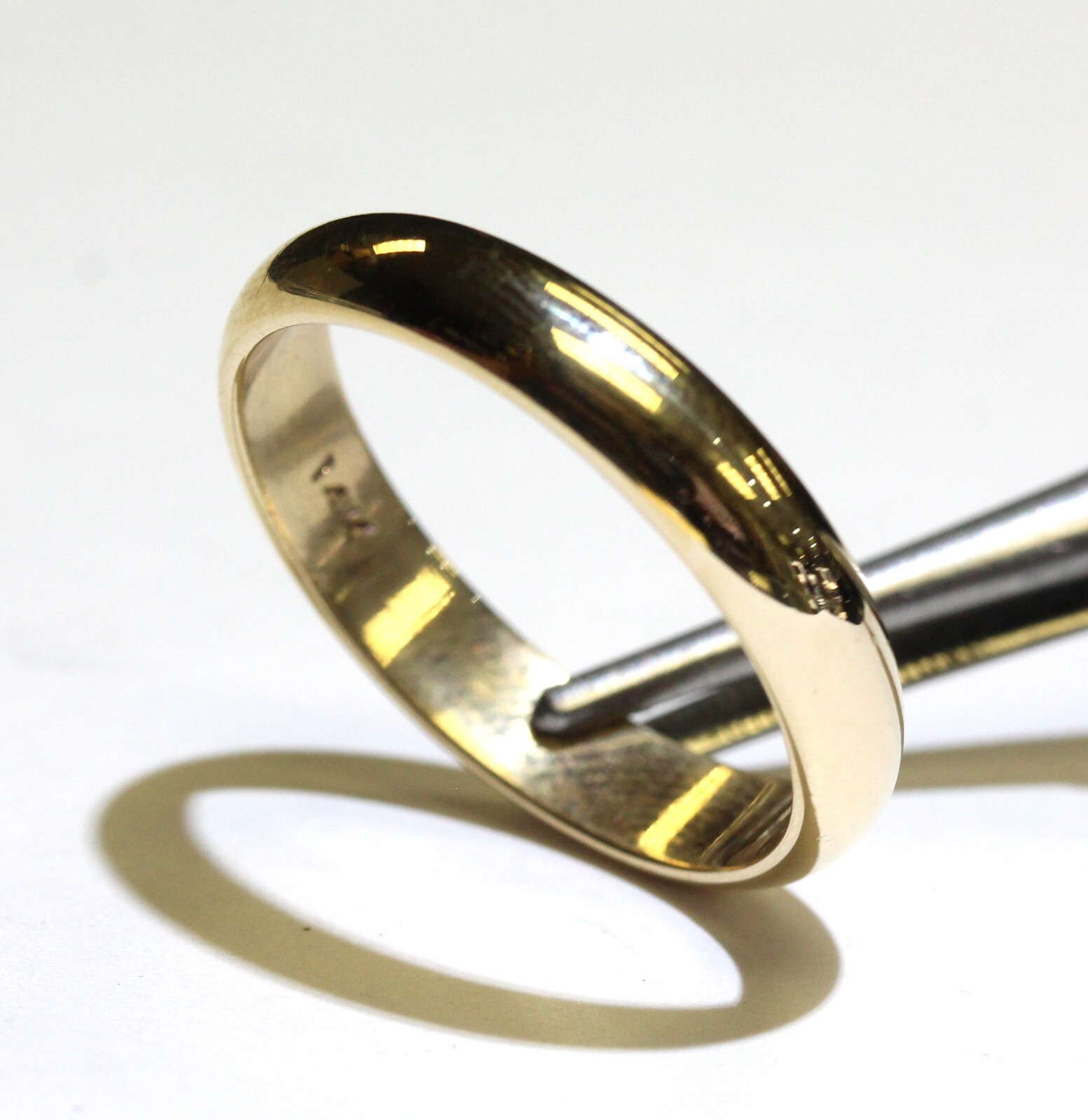 Men's 14k Yellow Gold Wedding Band With Cubic Zirconia - 5 Stone Horizontal Set Ring - View #4