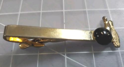 Vintage Swank Bowling Theme Pin Ball Gold tone Tie Bar Clasp - Picture 2 of 4