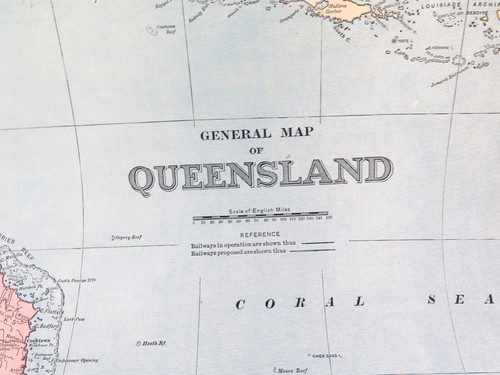 .c1886 VERY LARGE DETAILED COLOUR MAP of QUEENSLAND QLD. - Picture 2 of 6