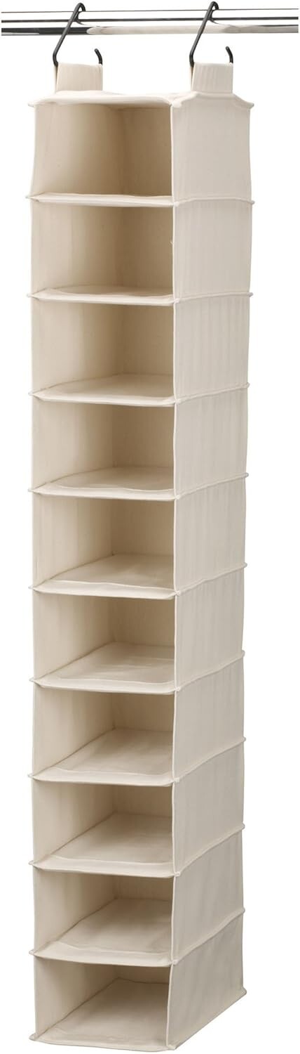 Space-Saving 10-Cubby Shoe Organizer with Hooks & Cedar Pockets-image