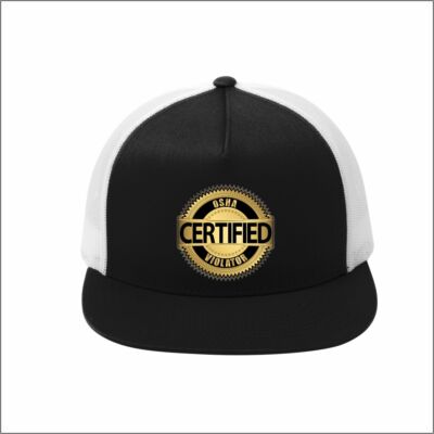 OSHA Violator Design on a   5-Panel Trucker Mesh Back Cap/Hat.