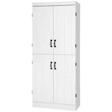 itzcominghome Vintage Kitchen Cabinet White Large Cupboard Storage Pantry Unit